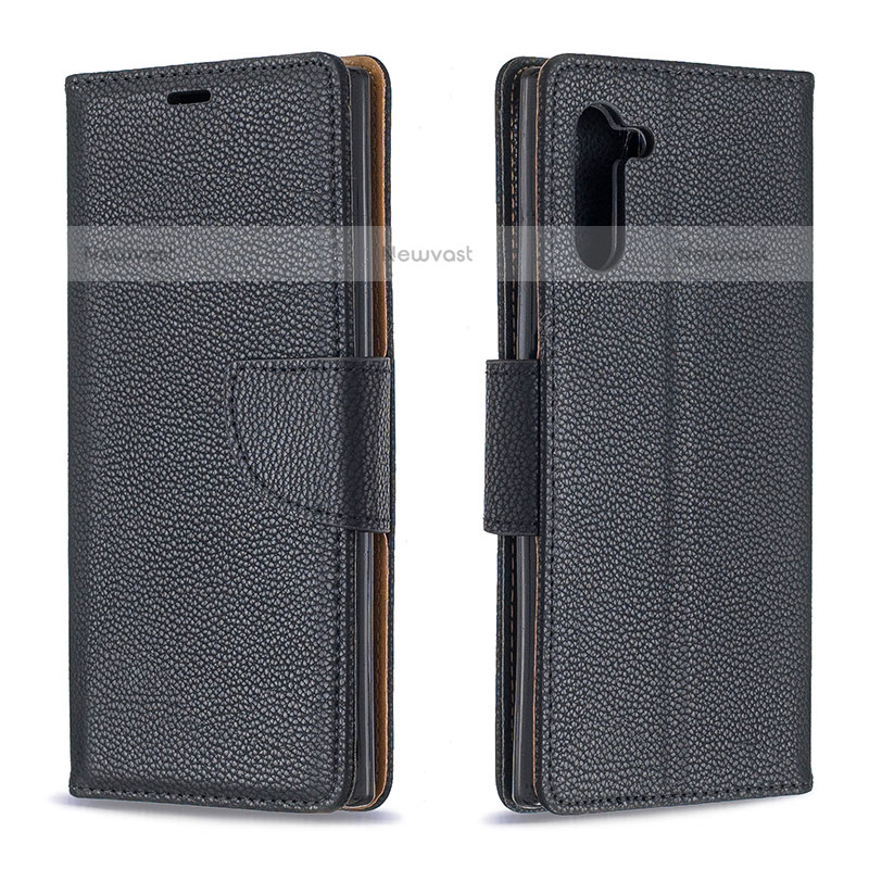 Leather Case Stands Flip Cover Holder B06F for Samsung Galaxy Note 10 5G Black