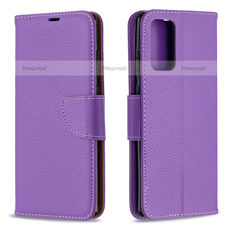 Leather Case Stands Flip Cover Holder B06F for Samsung Galaxy Note 20 5G Purple