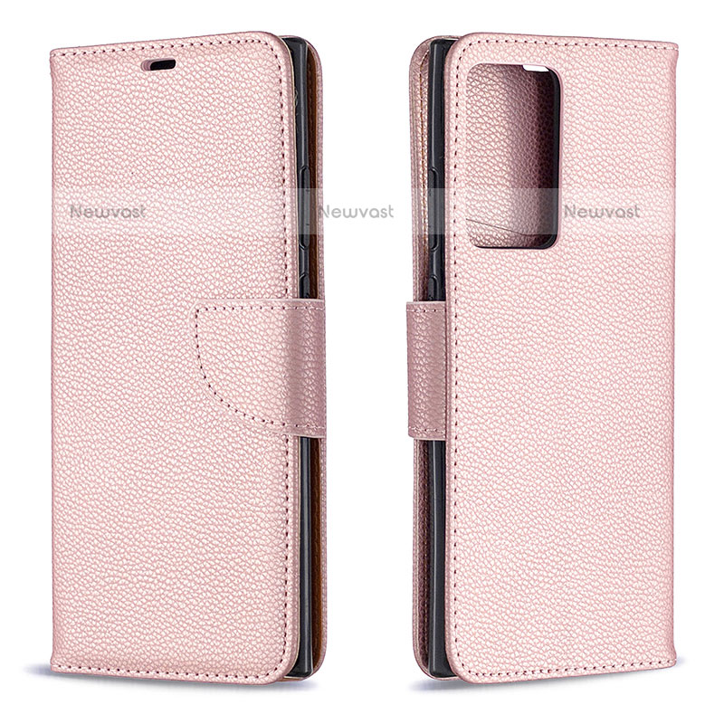 Leather Case Stands Flip Cover Holder B06F for Samsung Galaxy Note 20 Ultra 5G Rose Gold