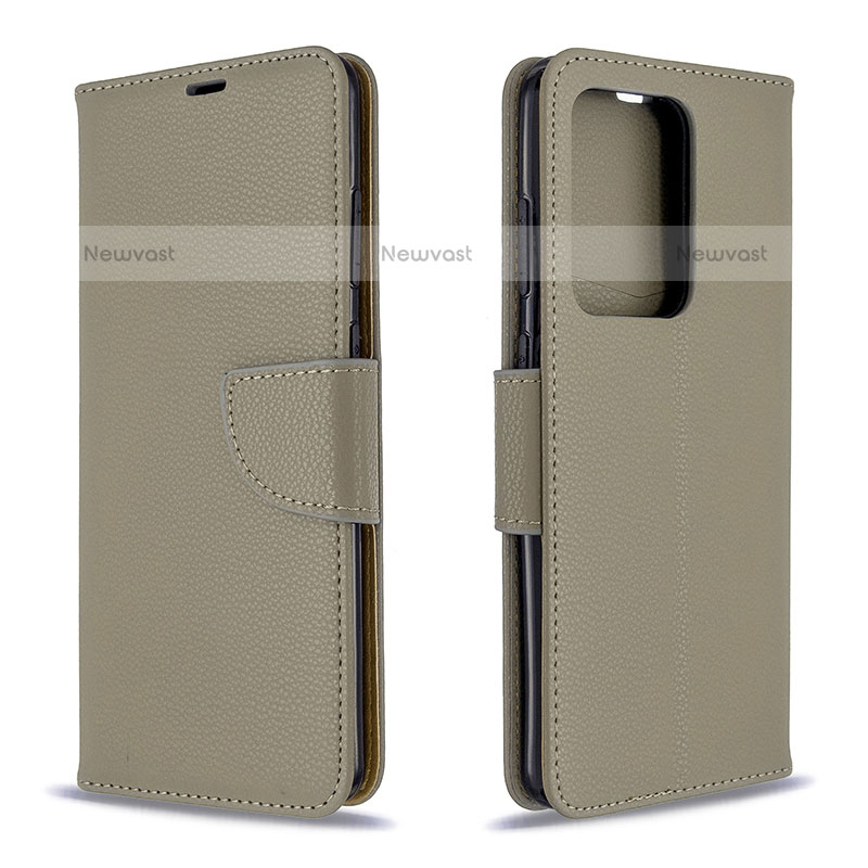 Leather Case Stands Flip Cover Holder B06F for Samsung Galaxy S20 Plus Gray