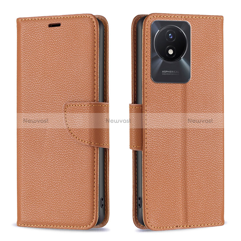 Leather Case Stands Flip Cover Holder B06F for Vivo Y02