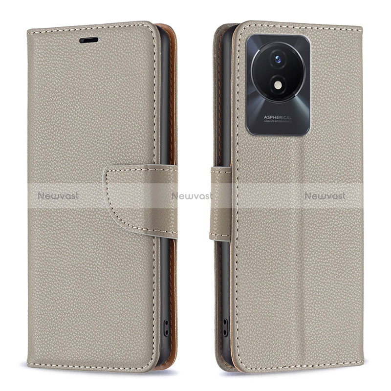 Leather Case Stands Flip Cover Holder B06F for Vivo Y11 (2023)