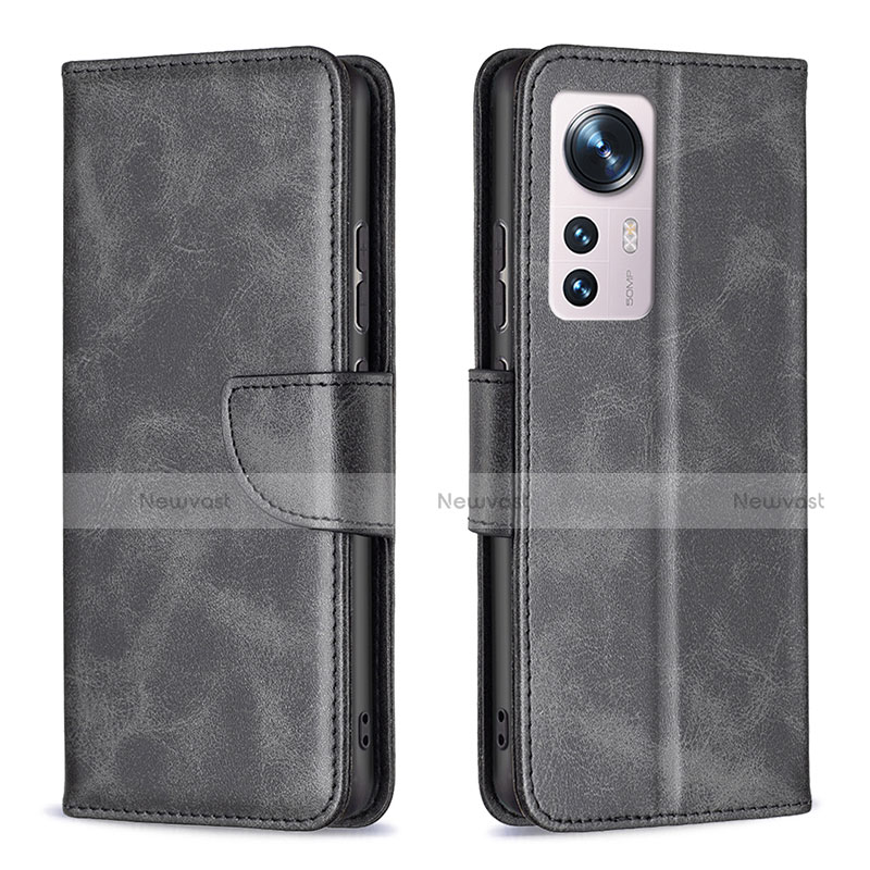 Leather Case Stands Flip Cover Holder B06F for Xiaomi Mi 12 5G Black