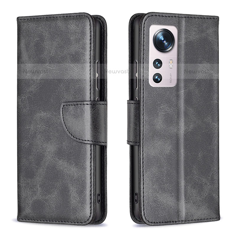 Leather Case Stands Flip Cover Holder B06F for Xiaomi Mi 12X 5G Black