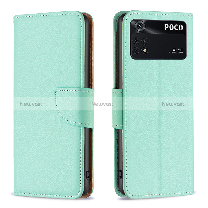 Leather Case Stands Flip Cover Holder B06F for Xiaomi Poco M4 Pro 4G