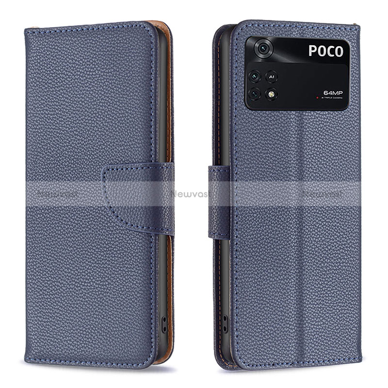 Leather Case Stands Flip Cover Holder B06F for Xiaomi Poco M4 Pro 4G