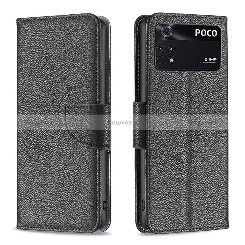 Leather Case Stands Flip Cover Holder B06F for Xiaomi Poco M4 Pro 4G