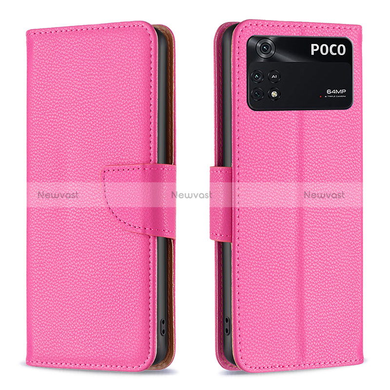 Leather Case Stands Flip Cover Holder B06F for Xiaomi Poco M4 Pro 4G