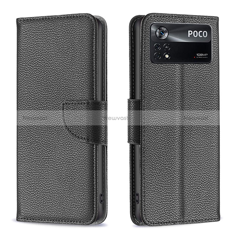 Leather Case Stands Flip Cover Holder B06F for Xiaomi Poco X4 Pro 5G