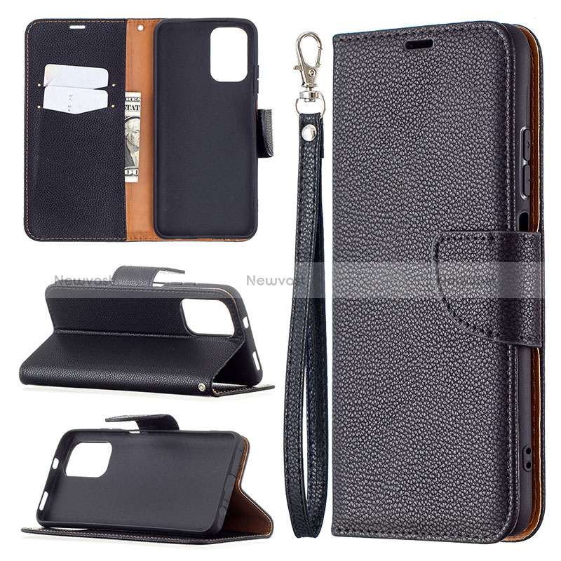 Leather Case Stands Flip Cover Holder B06F for Xiaomi Redmi Note 10 4G