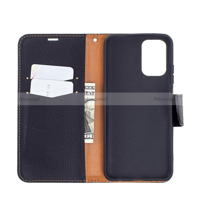 Leather Case Stands Flip Cover Holder B06F for Xiaomi Redmi Note 10 4G