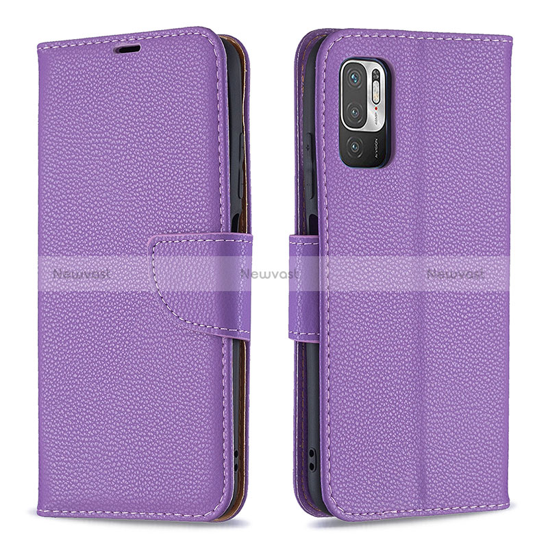 Leather Case Stands Flip Cover Holder B06F for Xiaomi Redmi Note 10 5G