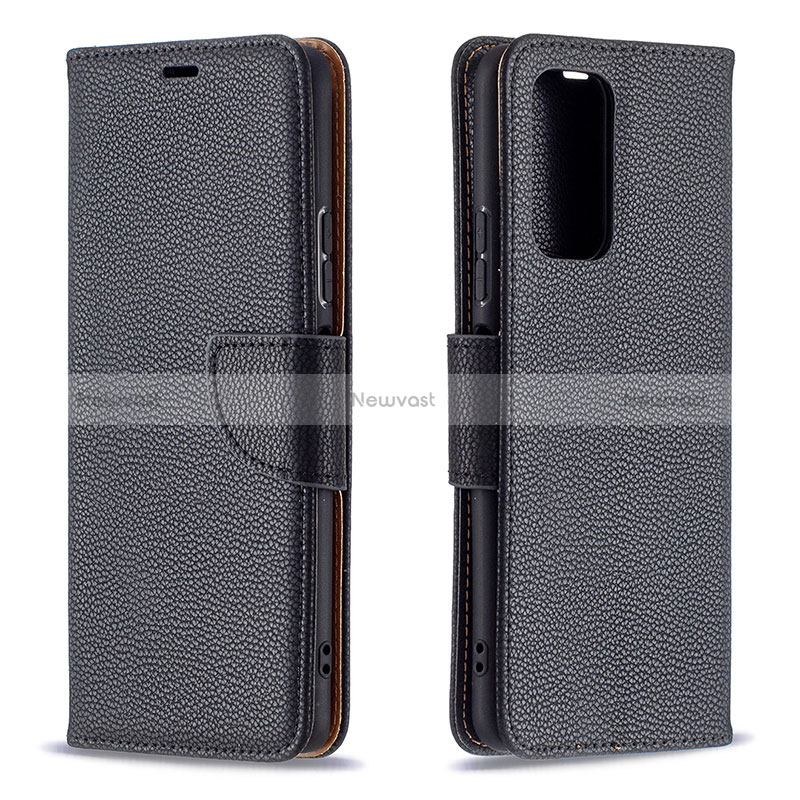 Leather Case Stands Flip Cover Holder B06F for Xiaomi Redmi Note 10 Pro 4G Black
