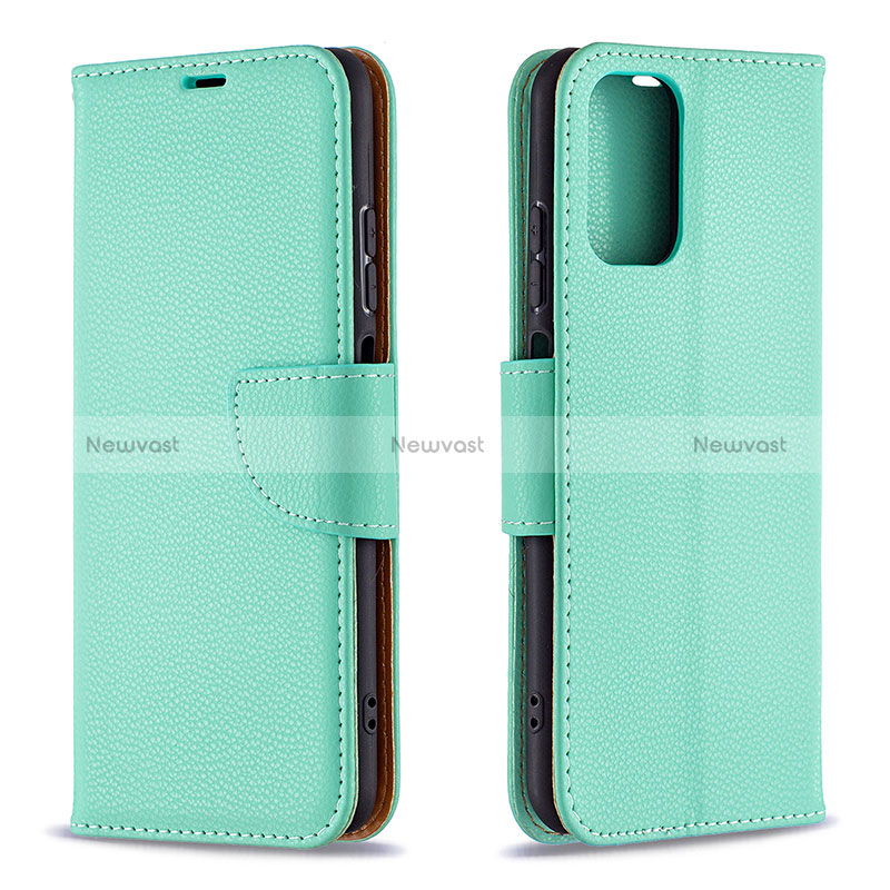 Leather Case Stands Flip Cover Holder B06F for Xiaomi Redmi Note 10S 4G Green