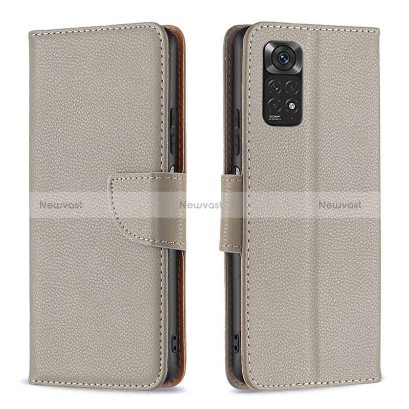 Leather Case Stands Flip Cover Holder B06F for Xiaomi Redmi Note 11 4G (2022)