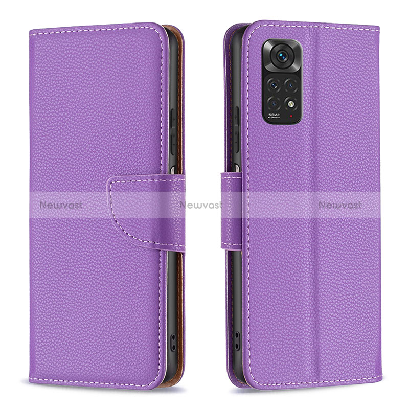 Leather Case Stands Flip Cover Holder B06F for Xiaomi Redmi Note 11 4G (2022)