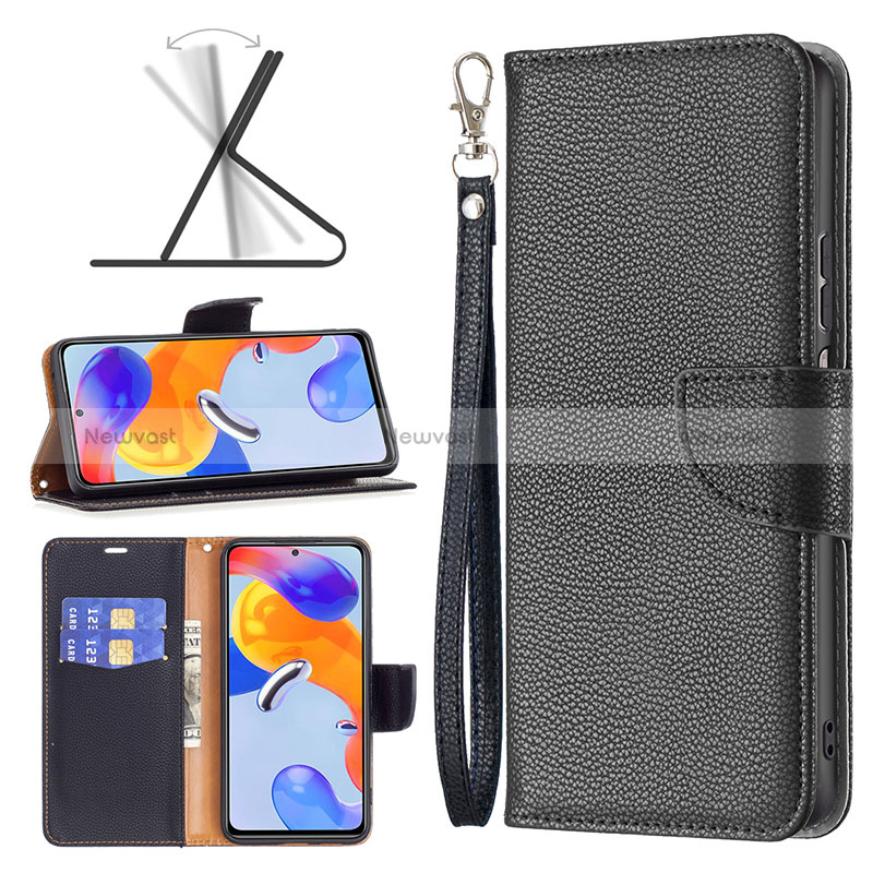 Leather Case Stands Flip Cover Holder B06F for Xiaomi Redmi Note 11 Pro 4G