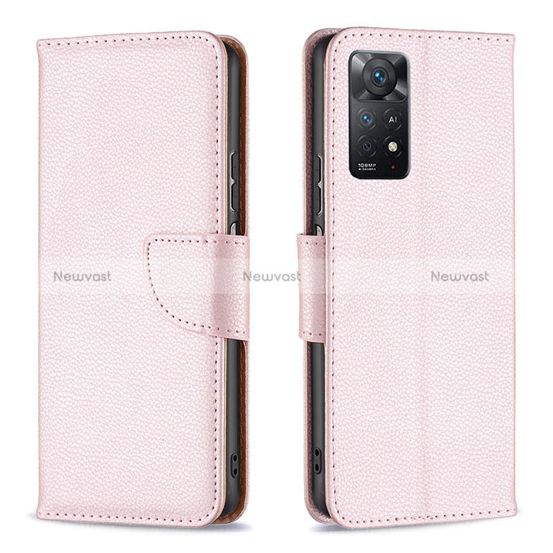 Leather Case Stands Flip Cover Holder B06F for Xiaomi Redmi Note 11 Pro 4G