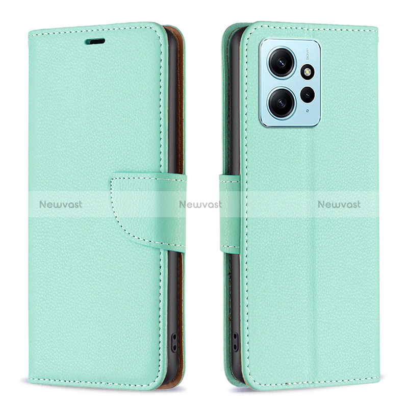 Leather Case Stands Flip Cover Holder B06F for Xiaomi Redmi Note 12 4G Green