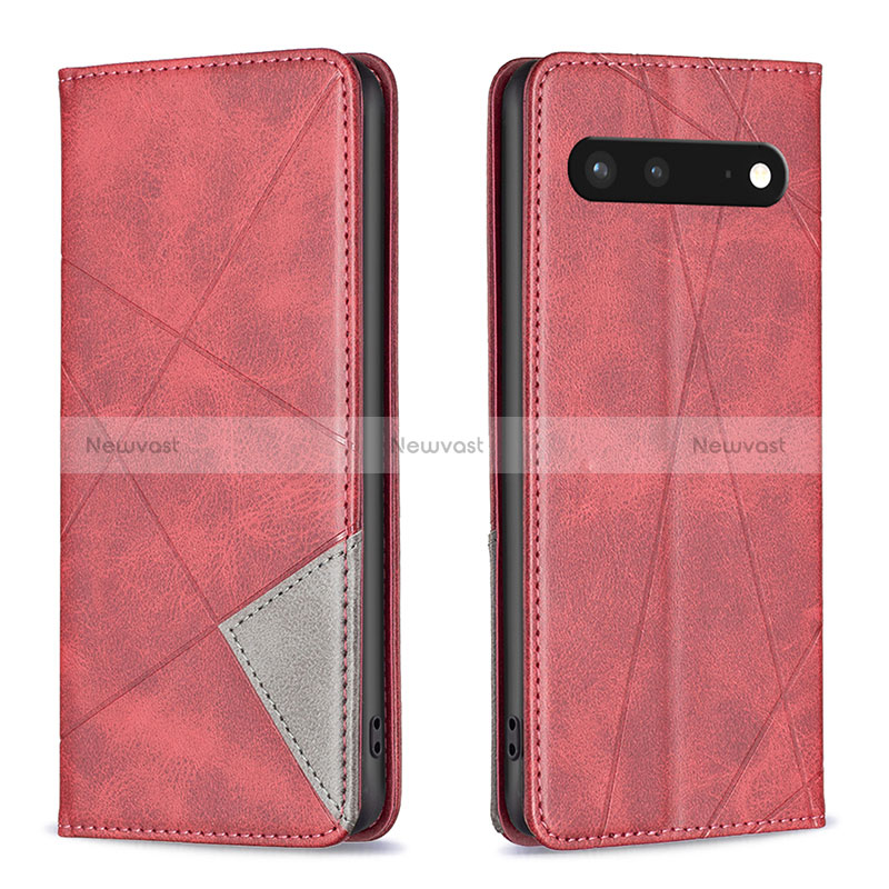 Leather Case Stands Flip Cover Holder B07F for Google Pixel 7 5G Red