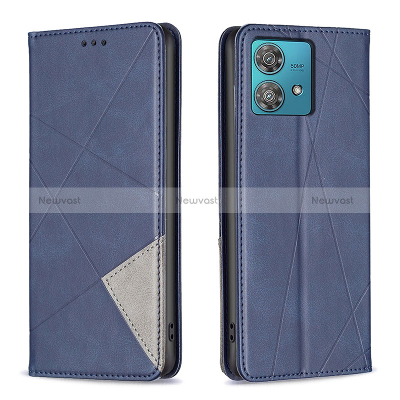 Leather Case Stands Flip Cover Holder B07F for Motorola Moto Edge 40 Neo 5G Blue