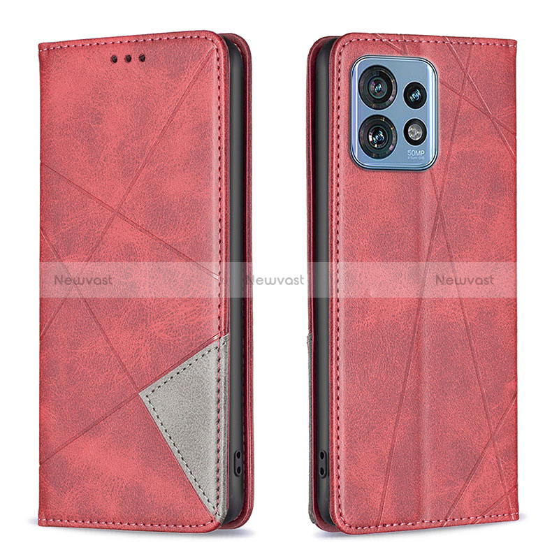 Leather Case Stands Flip Cover Holder B07F for Motorola Moto Edge 40 Pro 5G Red