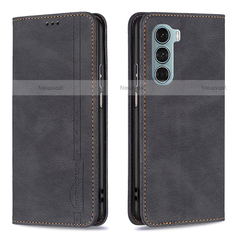 Leather Case Stands Flip Cover Holder B07F for Motorola Moto Edge S30 5G Black