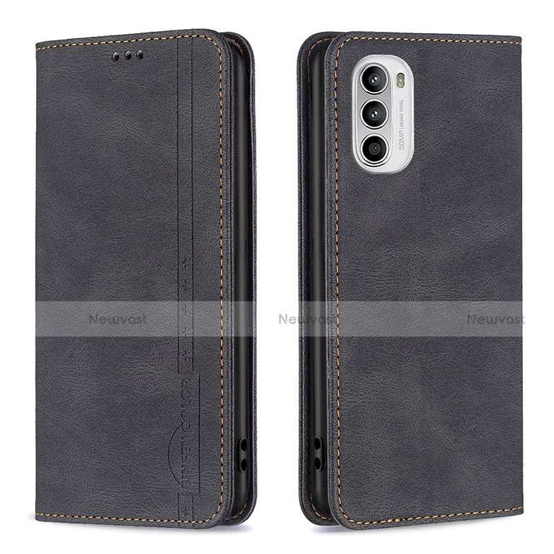 Leather Case Stands Flip Cover Holder B07F for Motorola MOTO G52