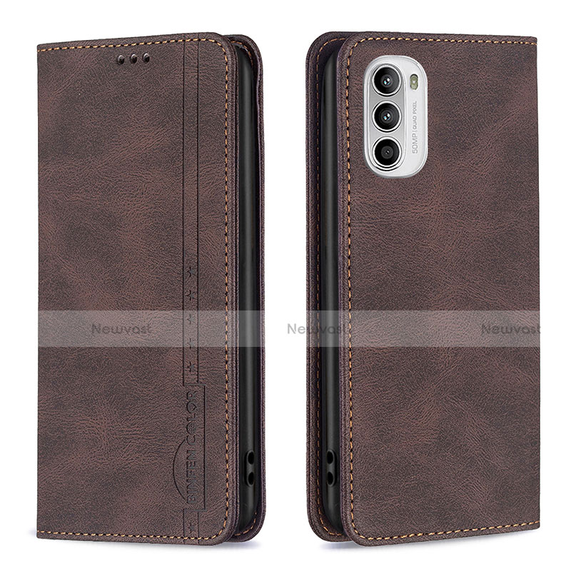 Leather Case Stands Flip Cover Holder B07F for Motorola MOTO G52