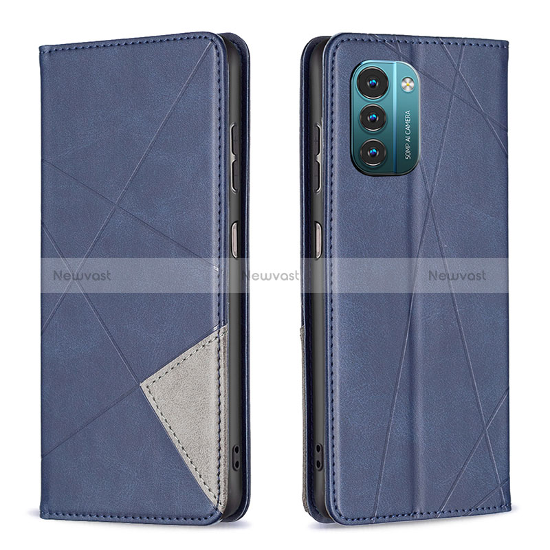 Leather Case Stands Flip Cover Holder B07F for Nokia G11 Blue