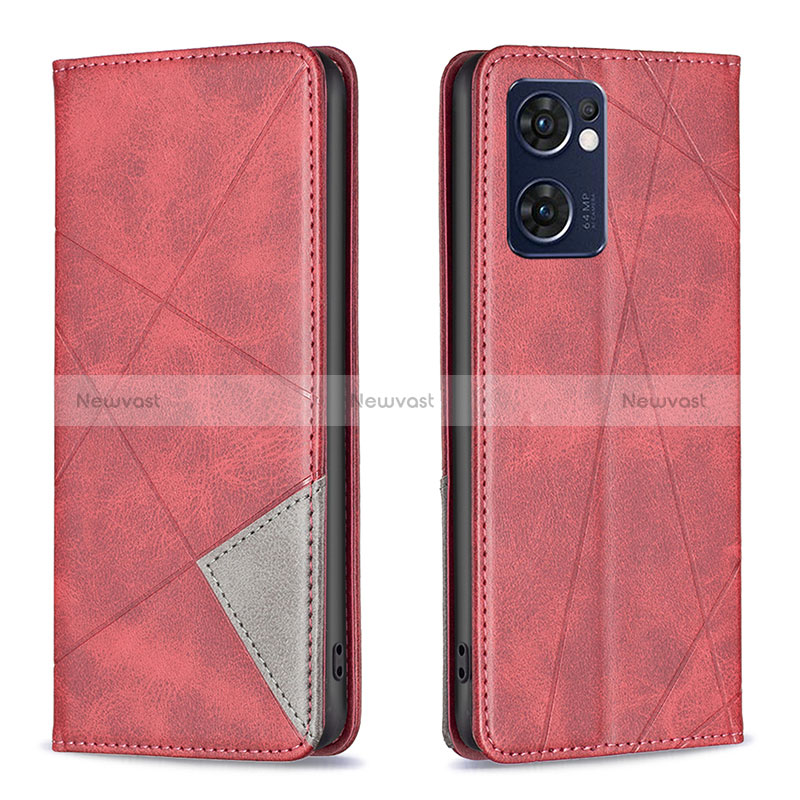 Leather Case Stands Flip Cover Holder B07F for OnePlus Nord CE 2 5G Red