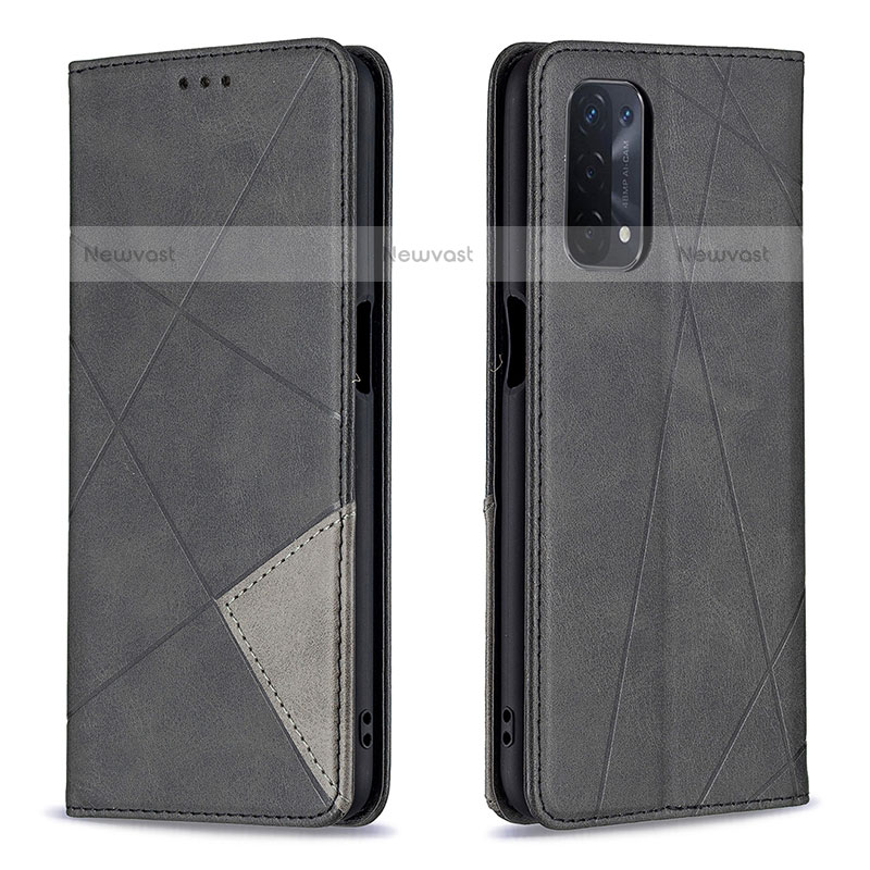 Leather Case Stands Flip Cover Holder B07F for OnePlus Nord N200 5G Black