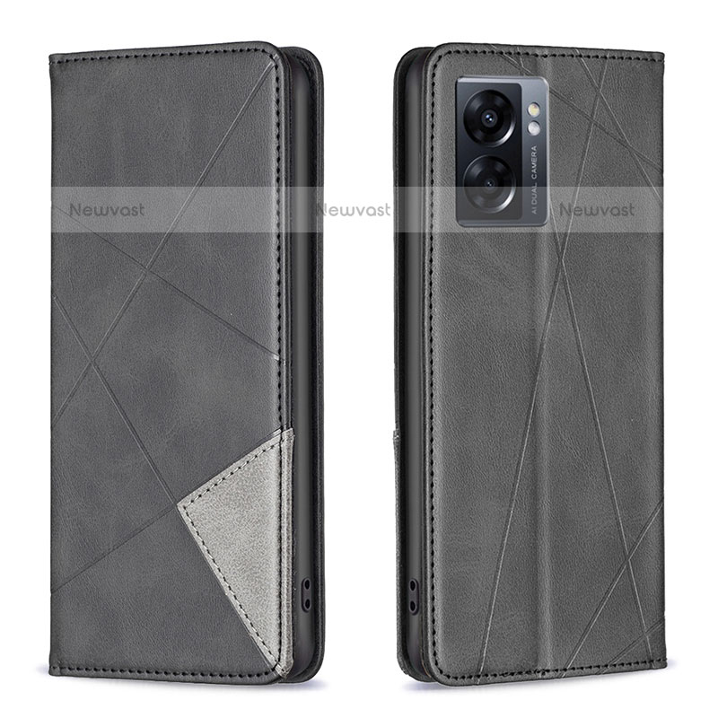 Leather Case Stands Flip Cover Holder B07F for OnePlus Nord N300 5G Black