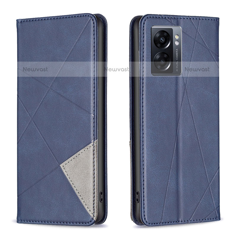 Leather Case Stands Flip Cover Holder B07F for OnePlus Nord N300 5G Blue