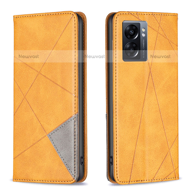 Leather Case Stands Flip Cover Holder B07F for OnePlus Nord N300 5G Light Brown