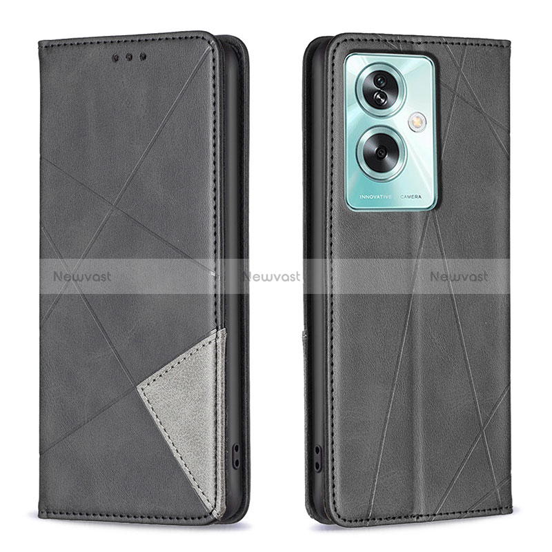 Leather Case Stands Flip Cover Holder B07F for Oppo A2 5G Black