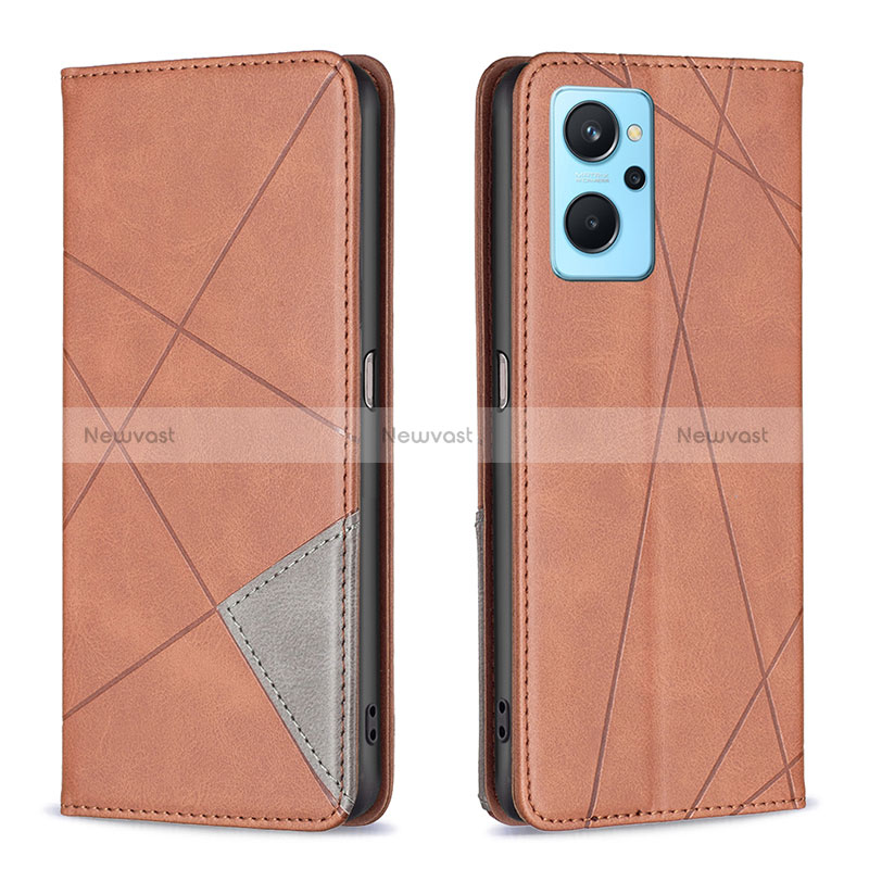 Leather Case Stands Flip Cover Holder B07F for Oppo K10 4G Brown