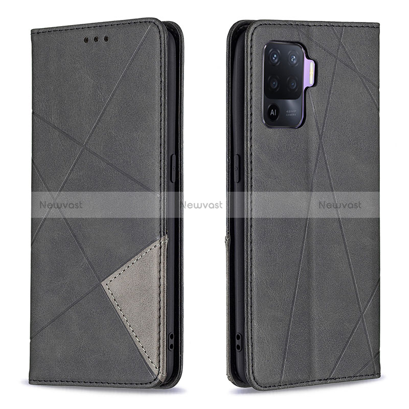 Leather Case Stands Flip Cover Holder B07F for Oppo Reno5 Lite