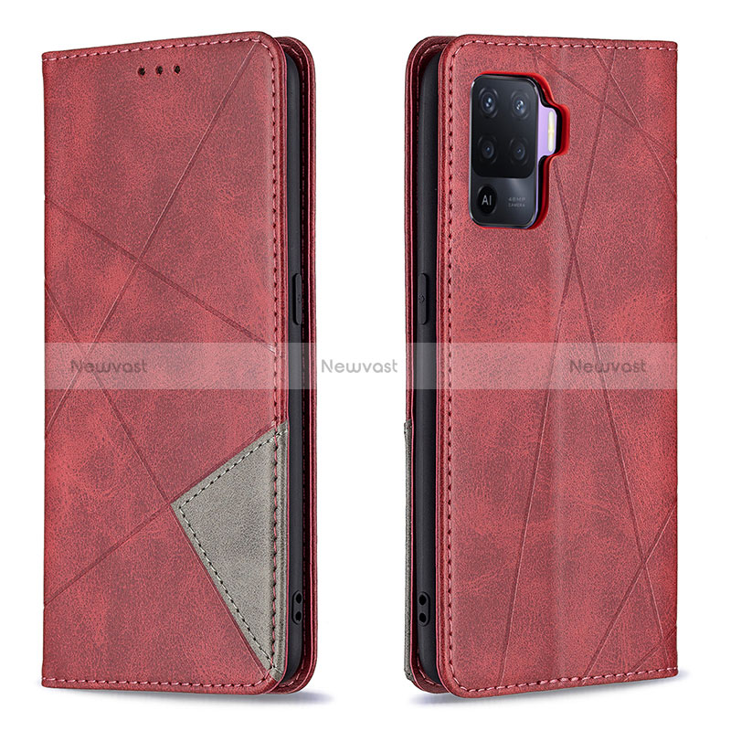 Leather Case Stands Flip Cover Holder B07F for Oppo Reno5 Lite