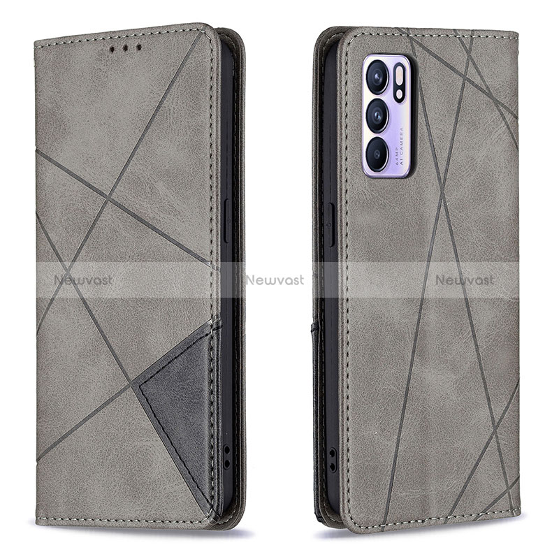 Leather Case Stands Flip Cover Holder B07F for Oppo Reno6 5G