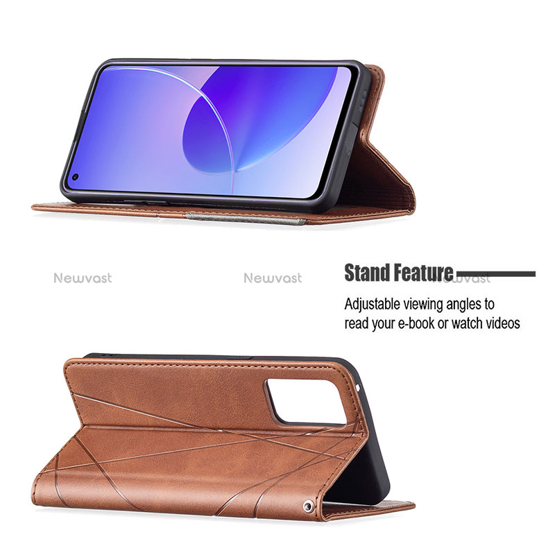 Leather Case Stands Flip Cover Holder B07F for Oppo Reno6 5G