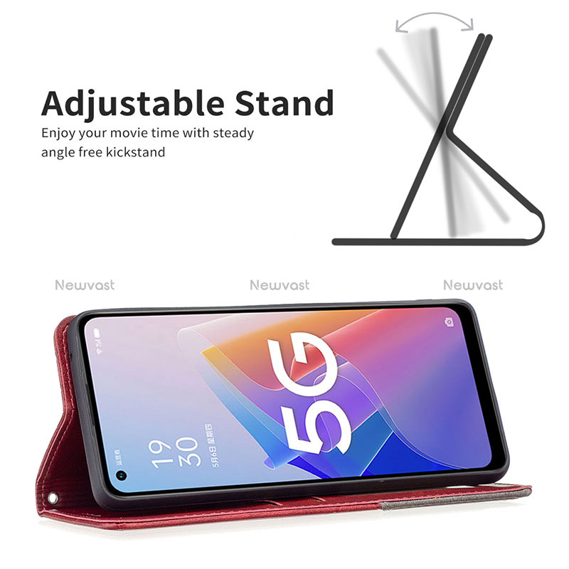 Leather Case Stands Flip Cover Holder B07F for Oppo Reno7 Z 5G