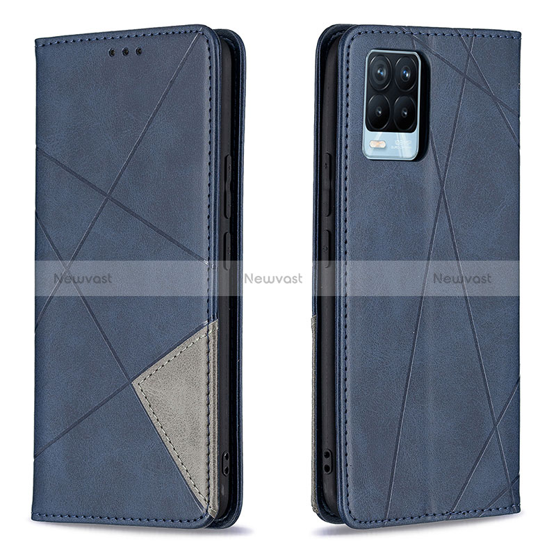 Leather Case Stands Flip Cover Holder B07F for Realme 8 4G Blue