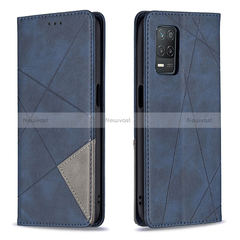 Leather Case Stands Flip Cover Holder B07F for Realme 8 5G Blue