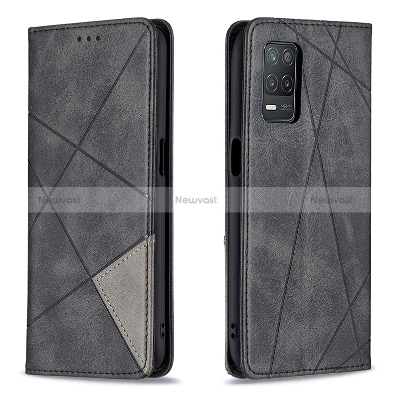 Leather Case Stands Flip Cover Holder B07F for Realme 9 5G India Black