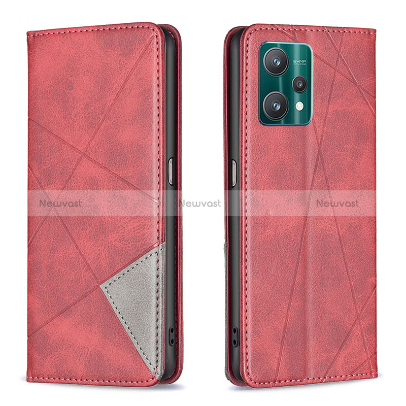 Leather Case Stands Flip Cover Holder B07F for Realme 9 5G Red