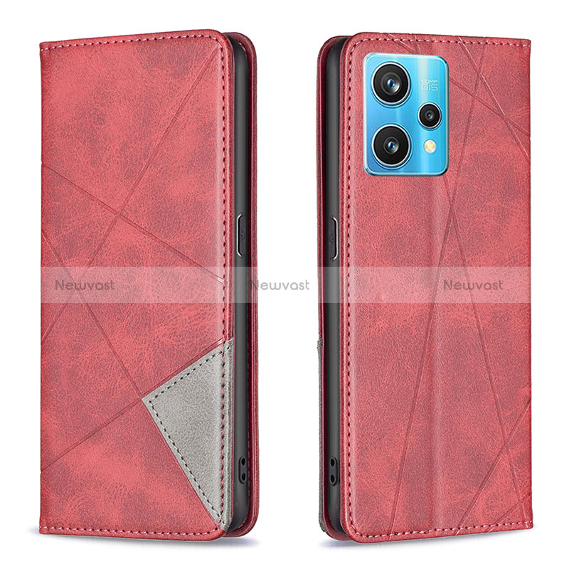 Leather Case Stands Flip Cover Holder B07F for Realme 9 Pro+ Plus 5G Red