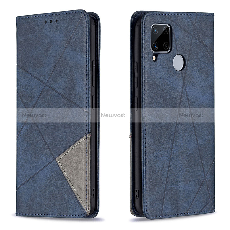 Leather Case Stands Flip Cover Holder B07F for Realme C12 Blue