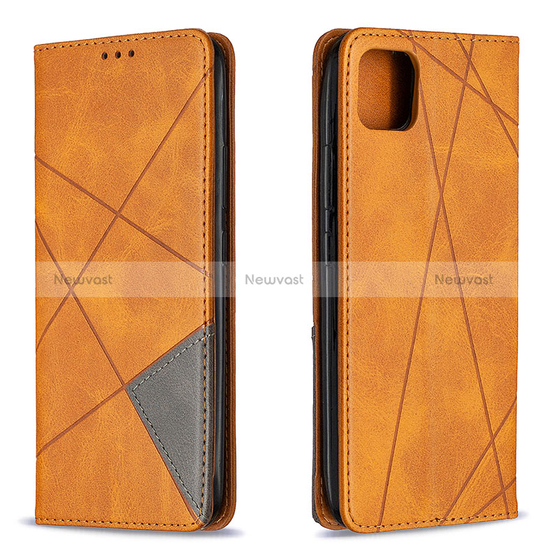 Leather Case Stands Flip Cover Holder B07F for Realme C20A Light Brown