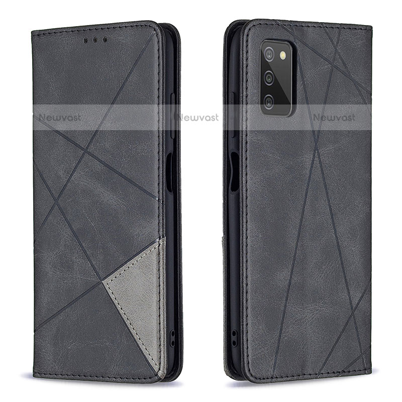 Leather Case Stands Flip Cover Holder B07F for Samsung Galaxy A02s Black